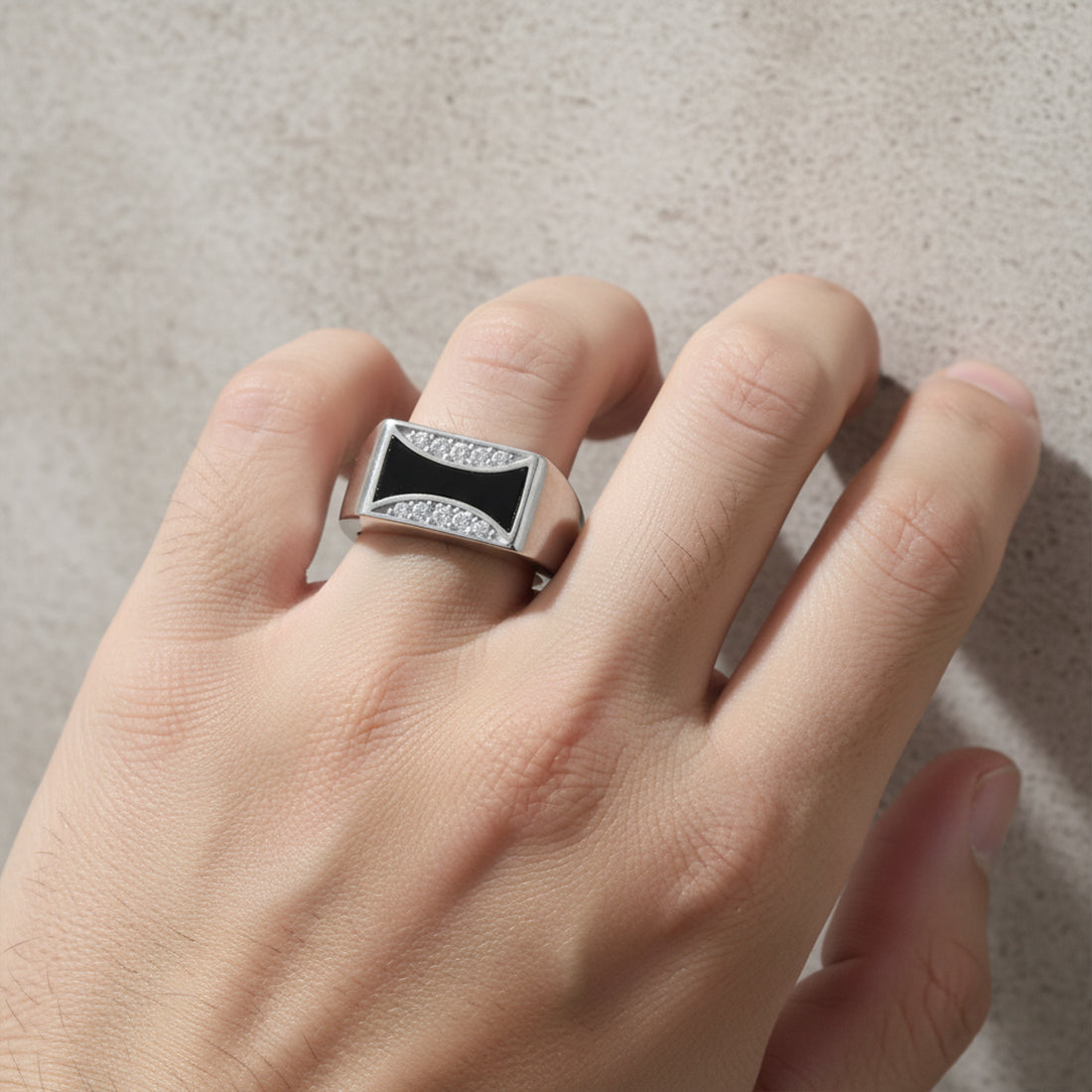 Sterling Silver EterKnight Noir Arc Ring for Men