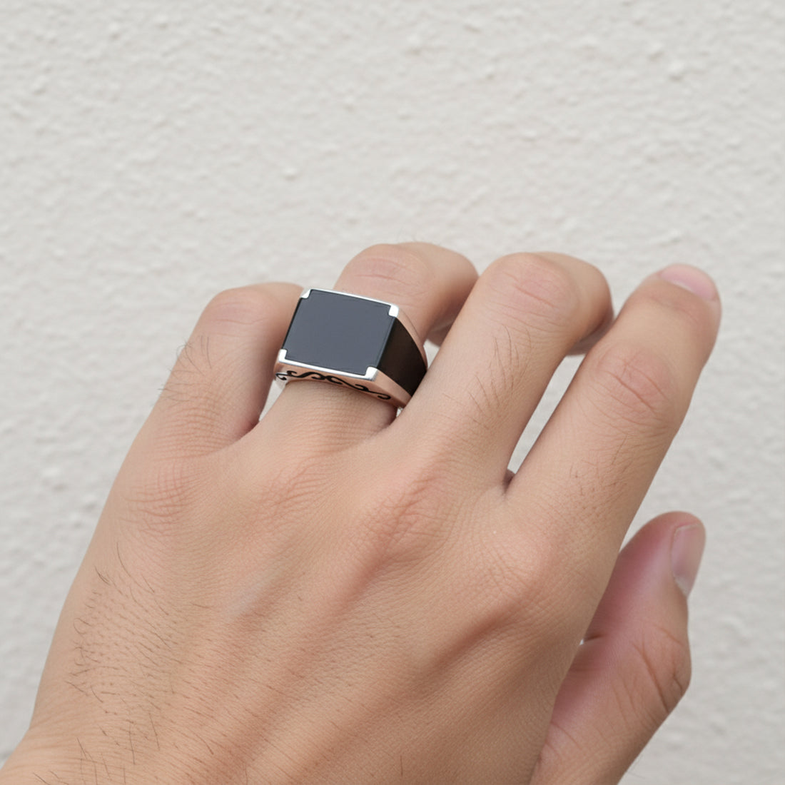Sterling Silver EterKnight Noir Sovereign Ring for Men