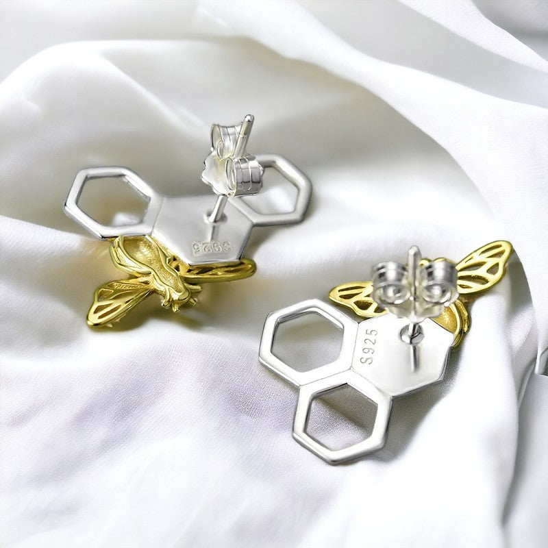 Silver Honey Comb Earrings For Women & Girls