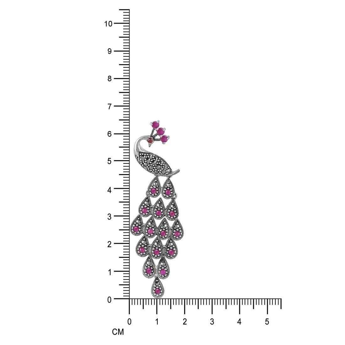 Sterling Silver Moon Tarnish Oxidized Pink Stoned Peacock Earring For Women & Girls