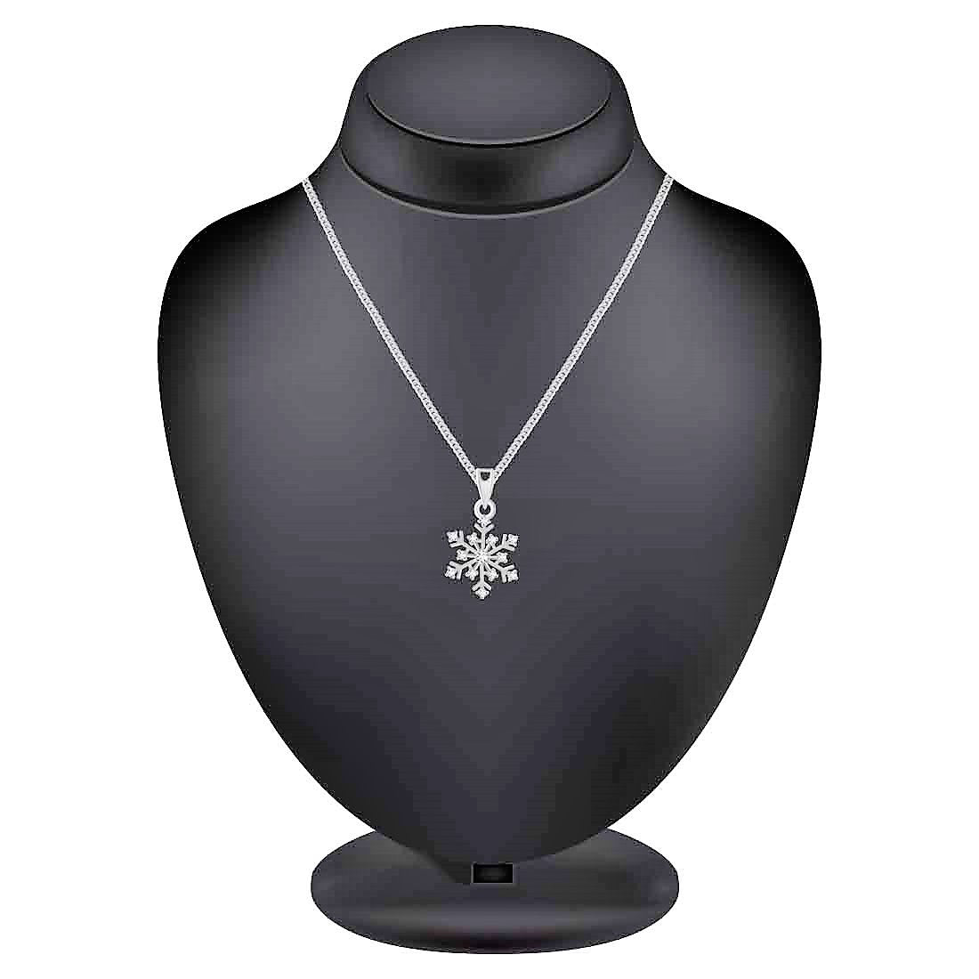 Silver Snow Flake Set(with chain) For Women & Girls