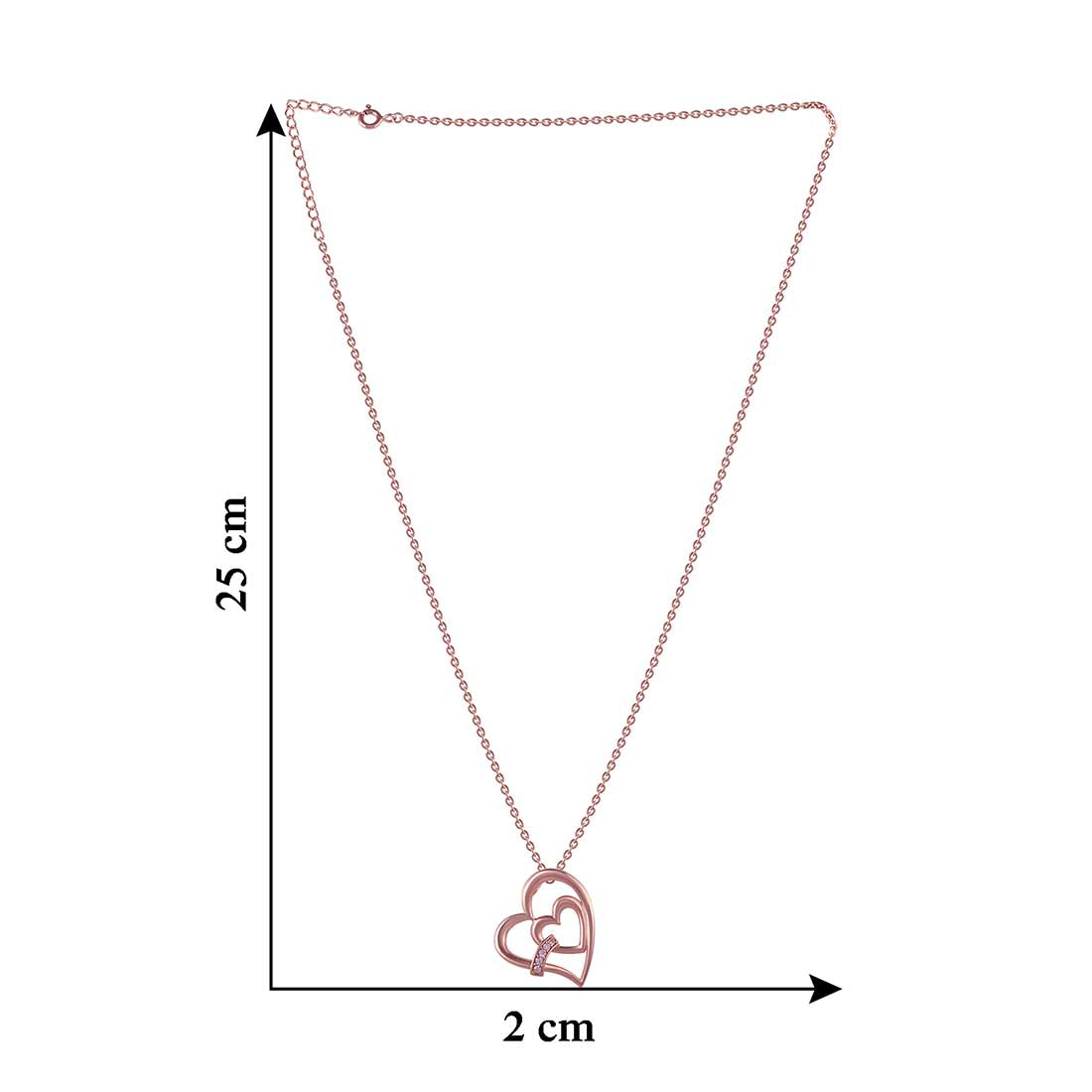 Rosegold Heart Pendant With Chain For Women & Girls