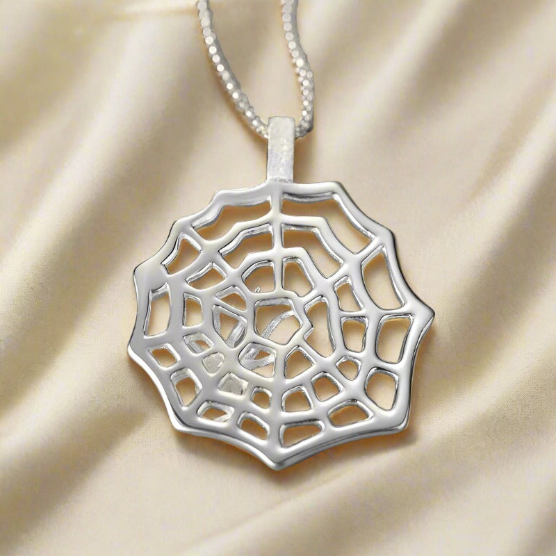 Silver Spiderweb Pendant For Women & Girls(Without Chain)