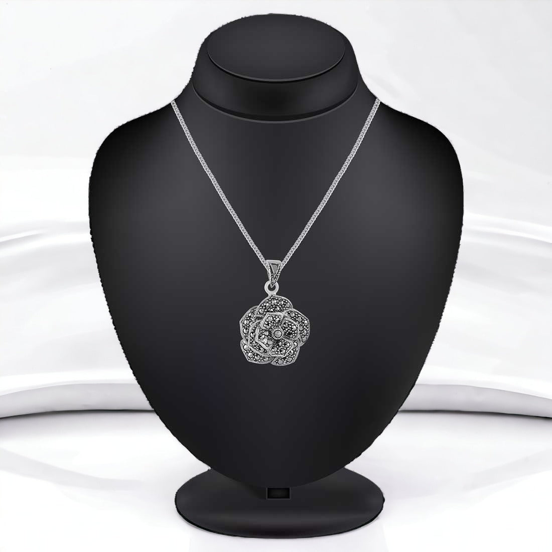 Moon Tarnish Oxidized Rose Flower Pendant For Women & Girls(Without Chain)