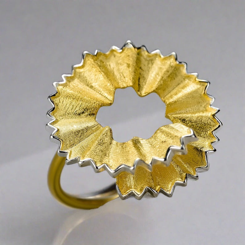 Golden Pencil Shave Ring For Women & Girls
