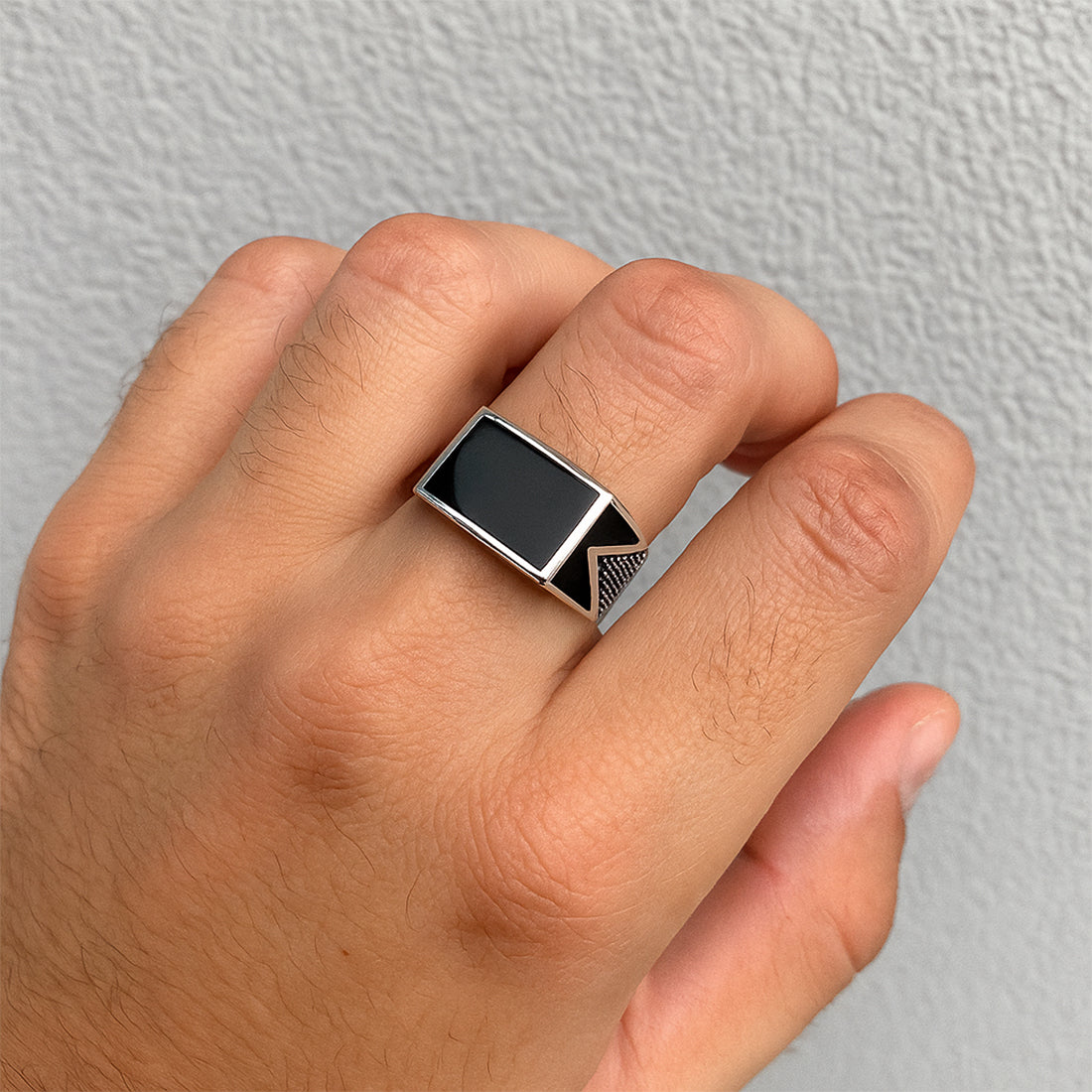 Sterling Silver EterKnight Noir Edge Ring for Men