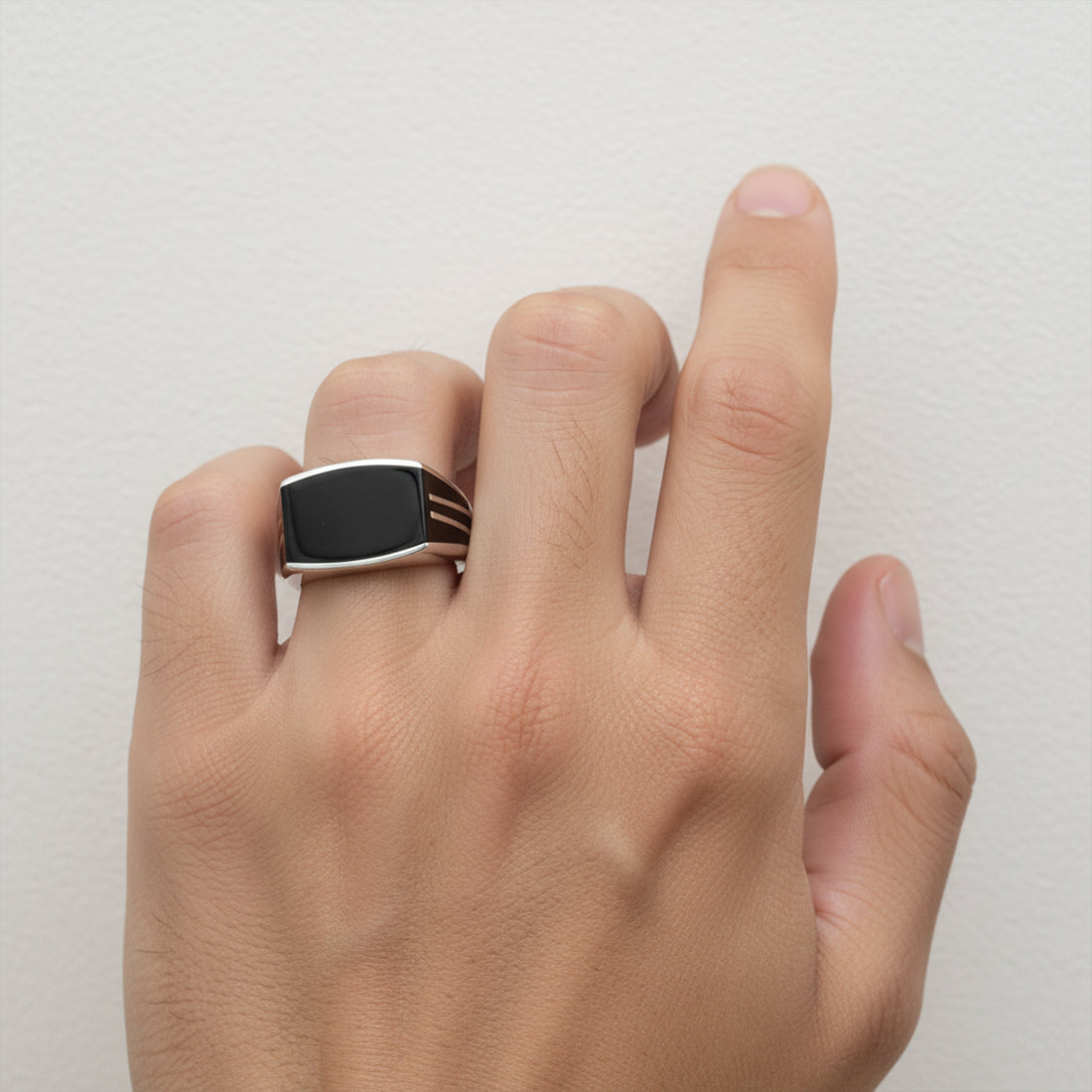 Sterling Silver EterKnight Noir Stride Ring for Men