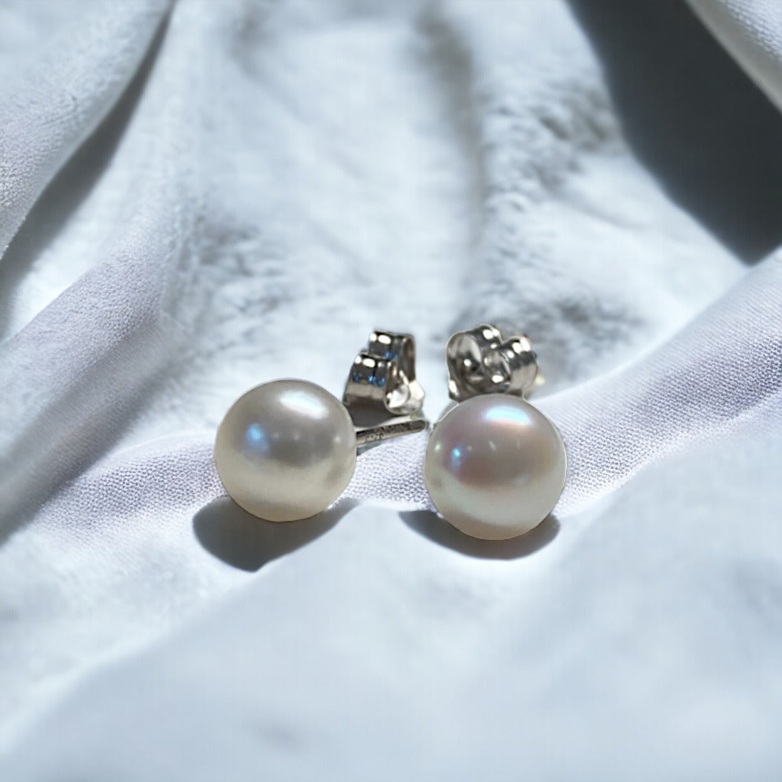 White Pearl Stud Earrings