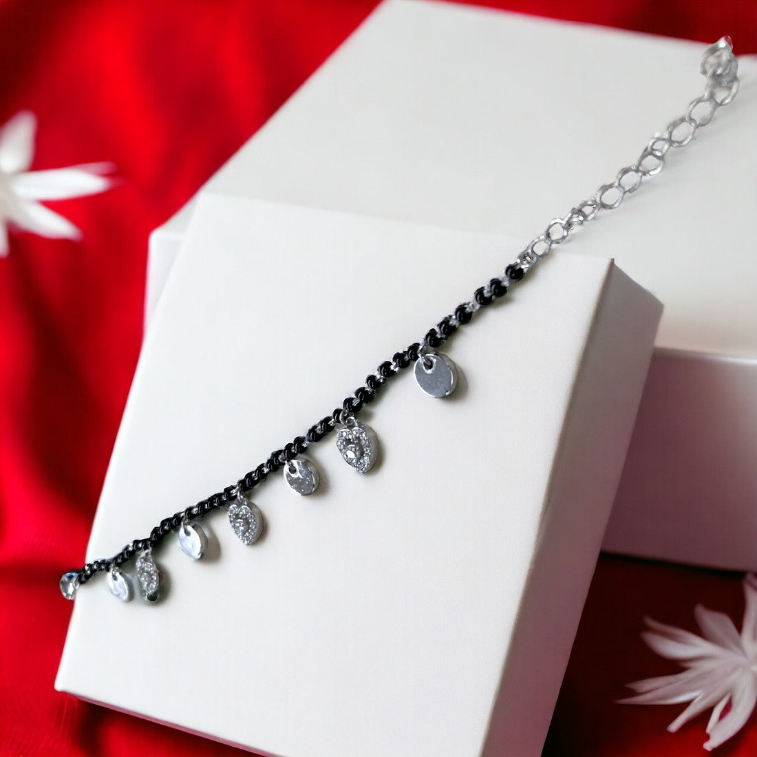 Heart With Beads Charm Bracelet For Women & Girls