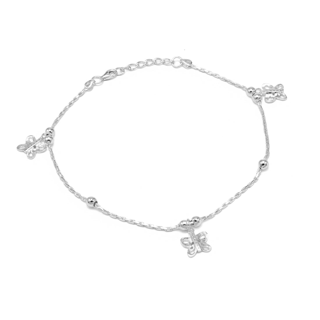 Sterling Silver Butterfly Charm Anklet for Women & Girls