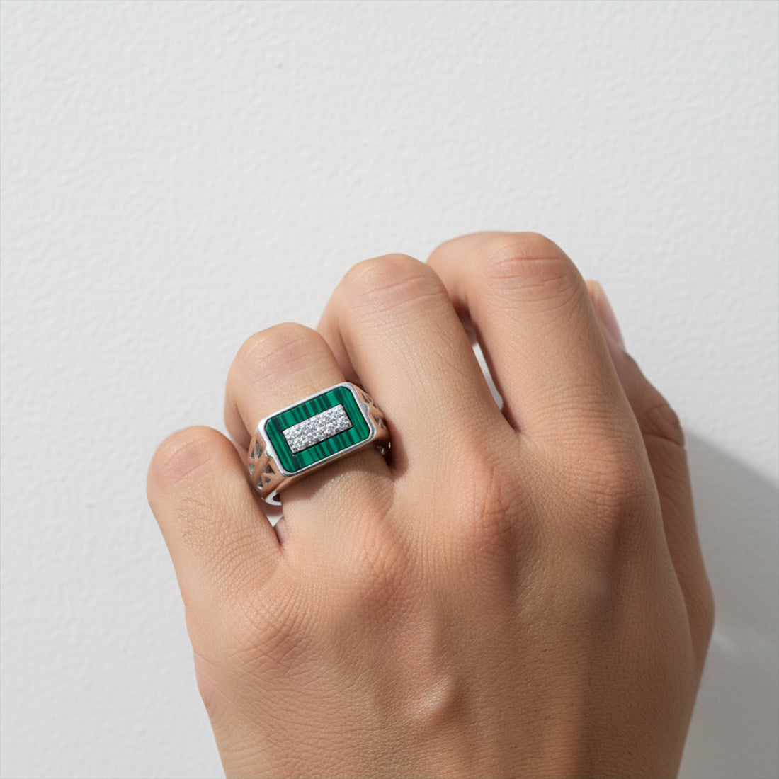 Sterling Silver EterKnight Verdant Linear Ring for Men