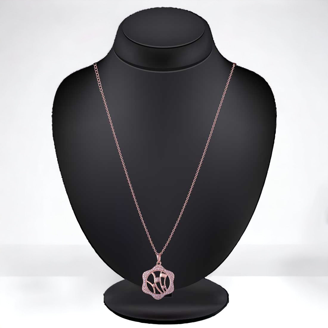 Rose-Gold Motif Pendant With Chain For Women & Girls