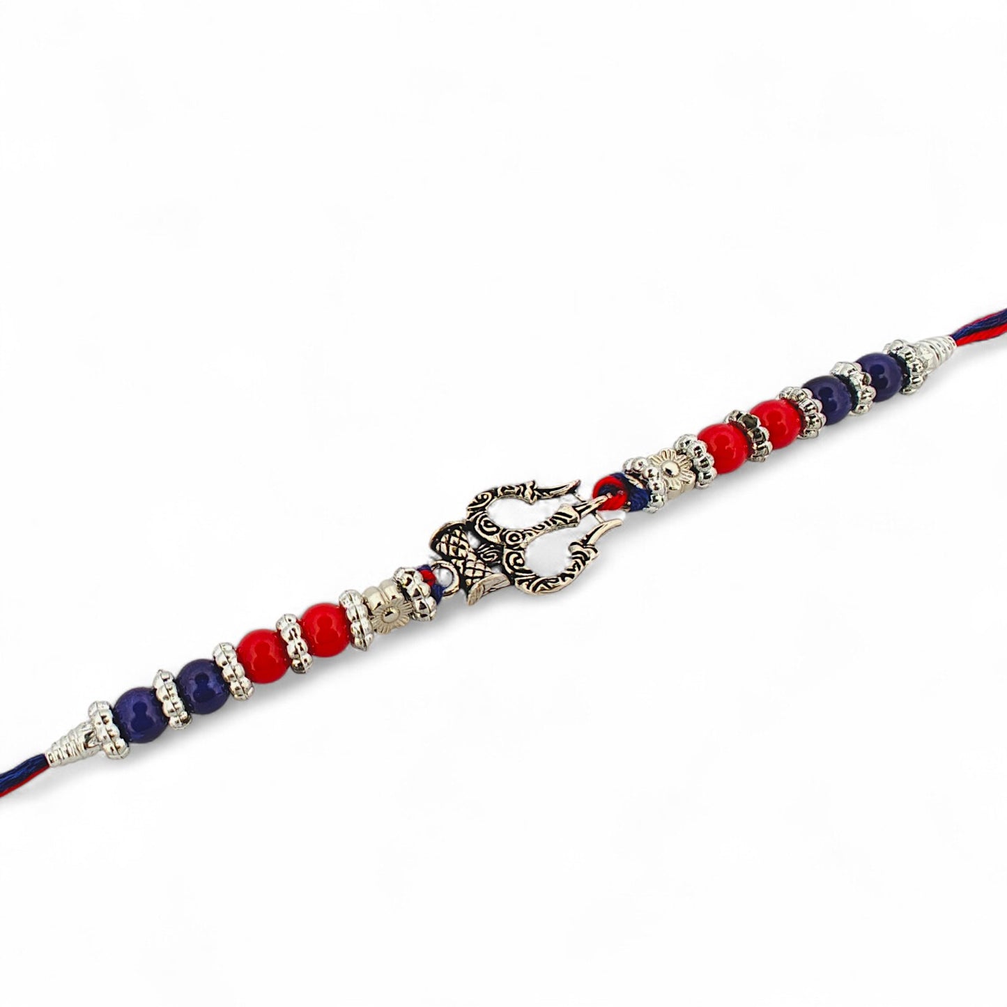 Sterling Silver Oxidized Trishul Rakhi