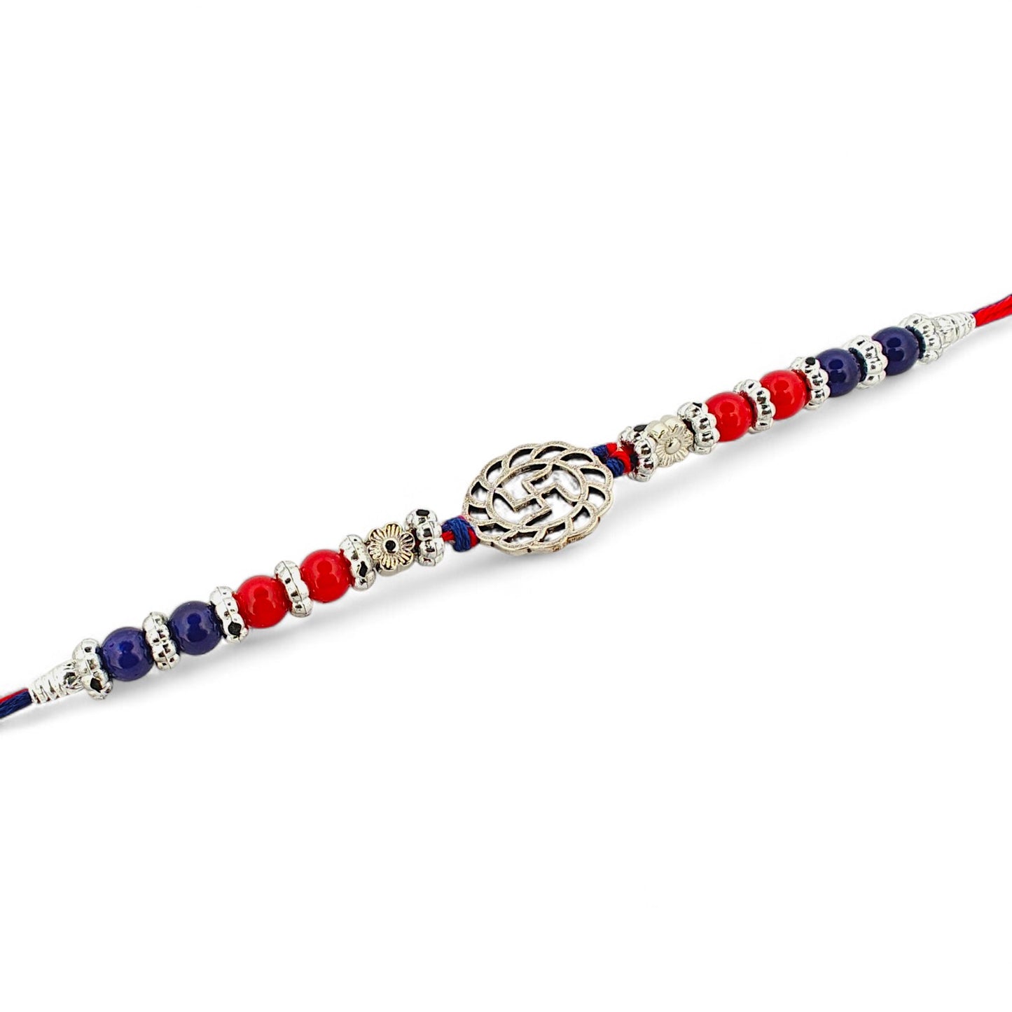 Sterling Silver Oxidized Swastik Rakhi