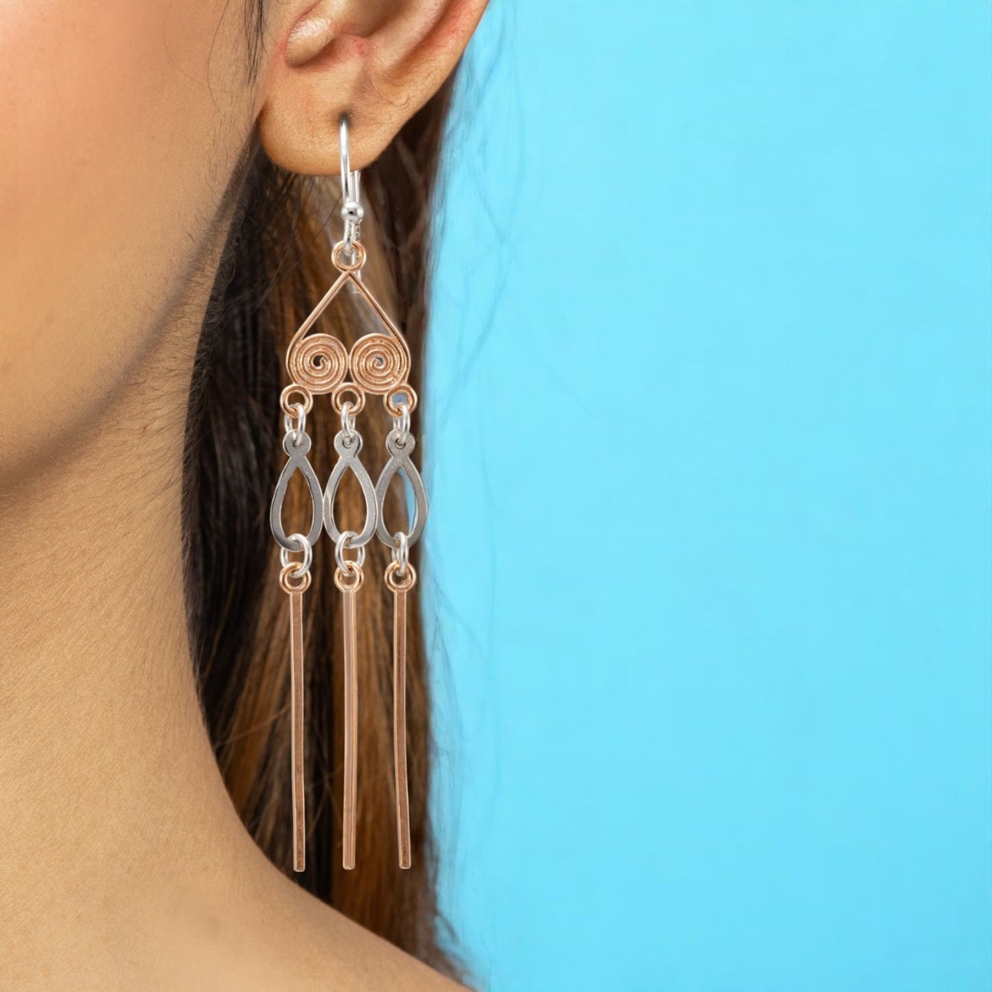 Sterling Silver Pin Loop Design Loop Earrings for Women and Girls