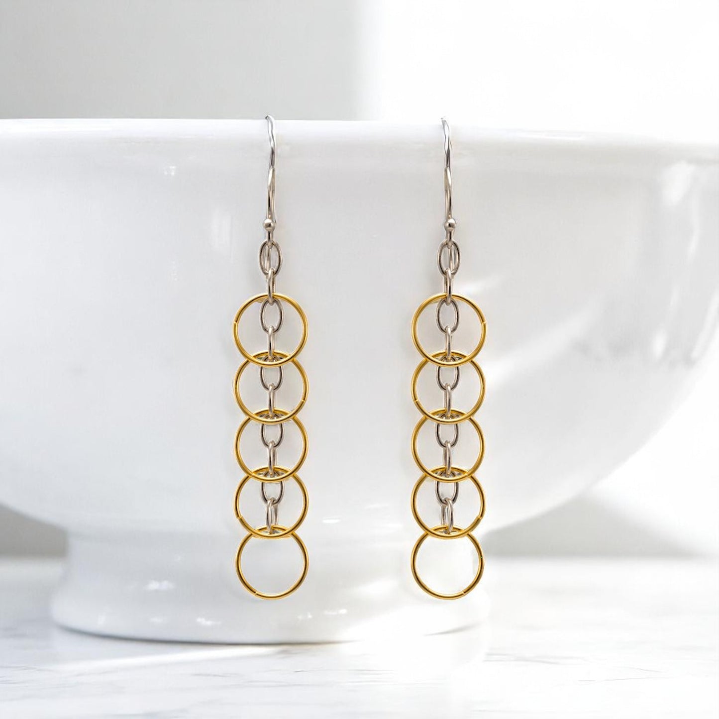 Sterling Silver Round Chain Loop Earrings for Women and Girls