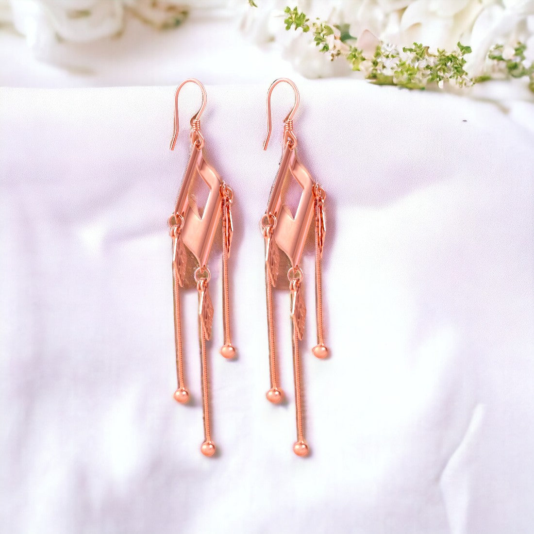 Rose gold Diamond Cut Drop Earring