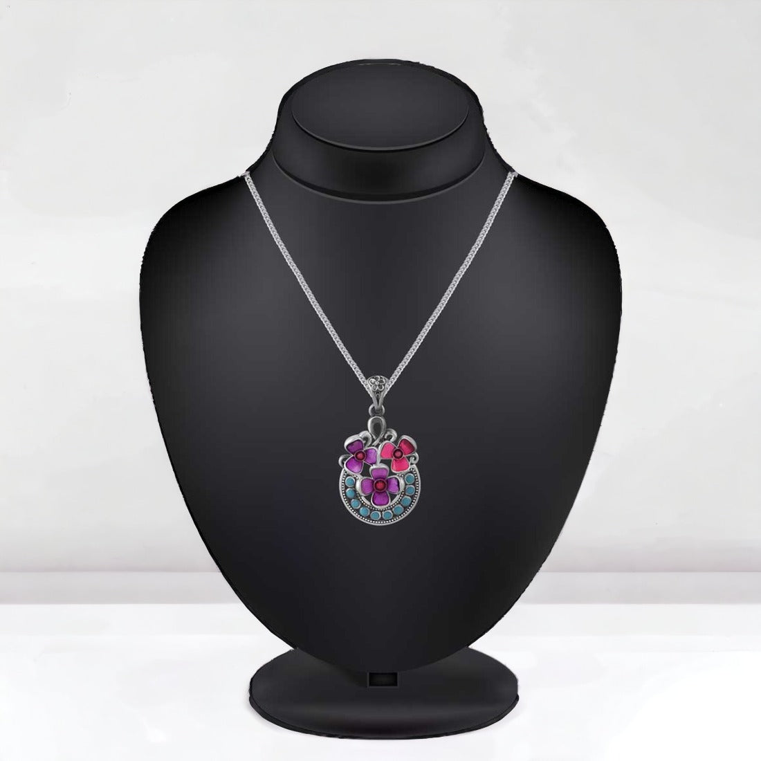 Moon Tarnish Oxidized Tulip Pendant For Women & Girls(Without Chain)