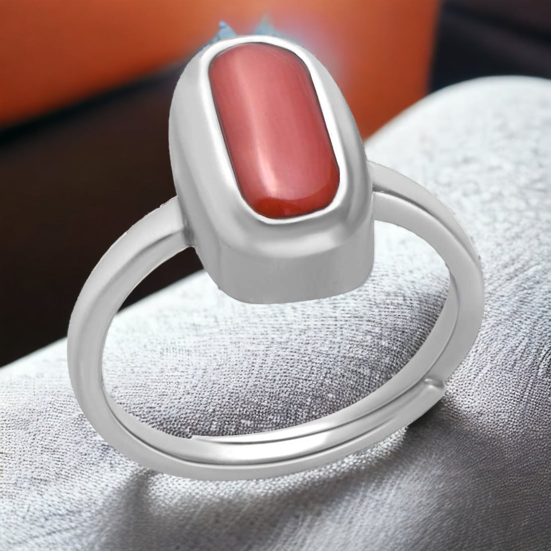 Certified Natural Red Coral Ring for Men and Women