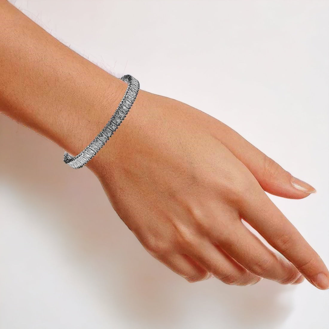 Sleek Zirconia Bangle Pair For Women & Girls