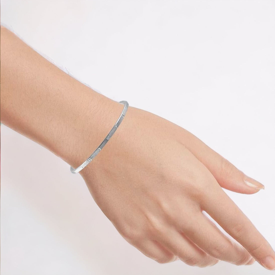 Super Sleek Silver Bangle Pair For Women & Girls