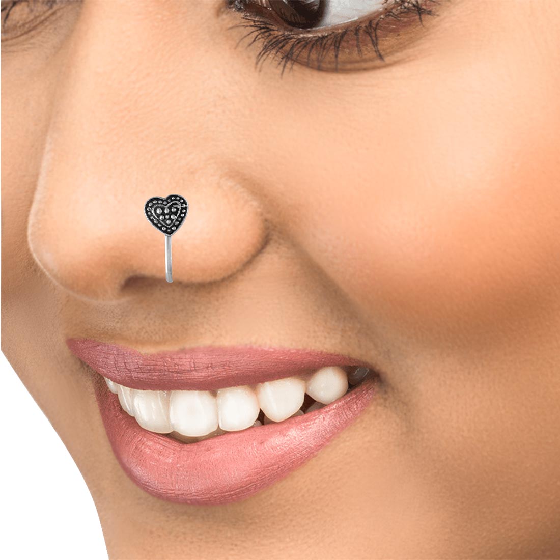 Moon Tarnish Oxidized Love Nose Stud For Women & Girls