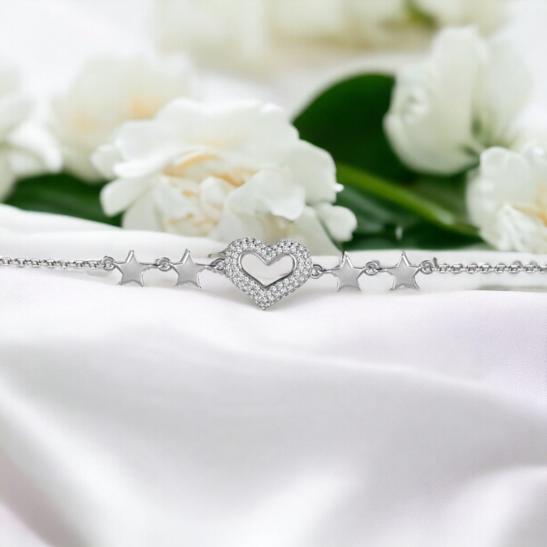 Heart And Star Silver Bracelet
