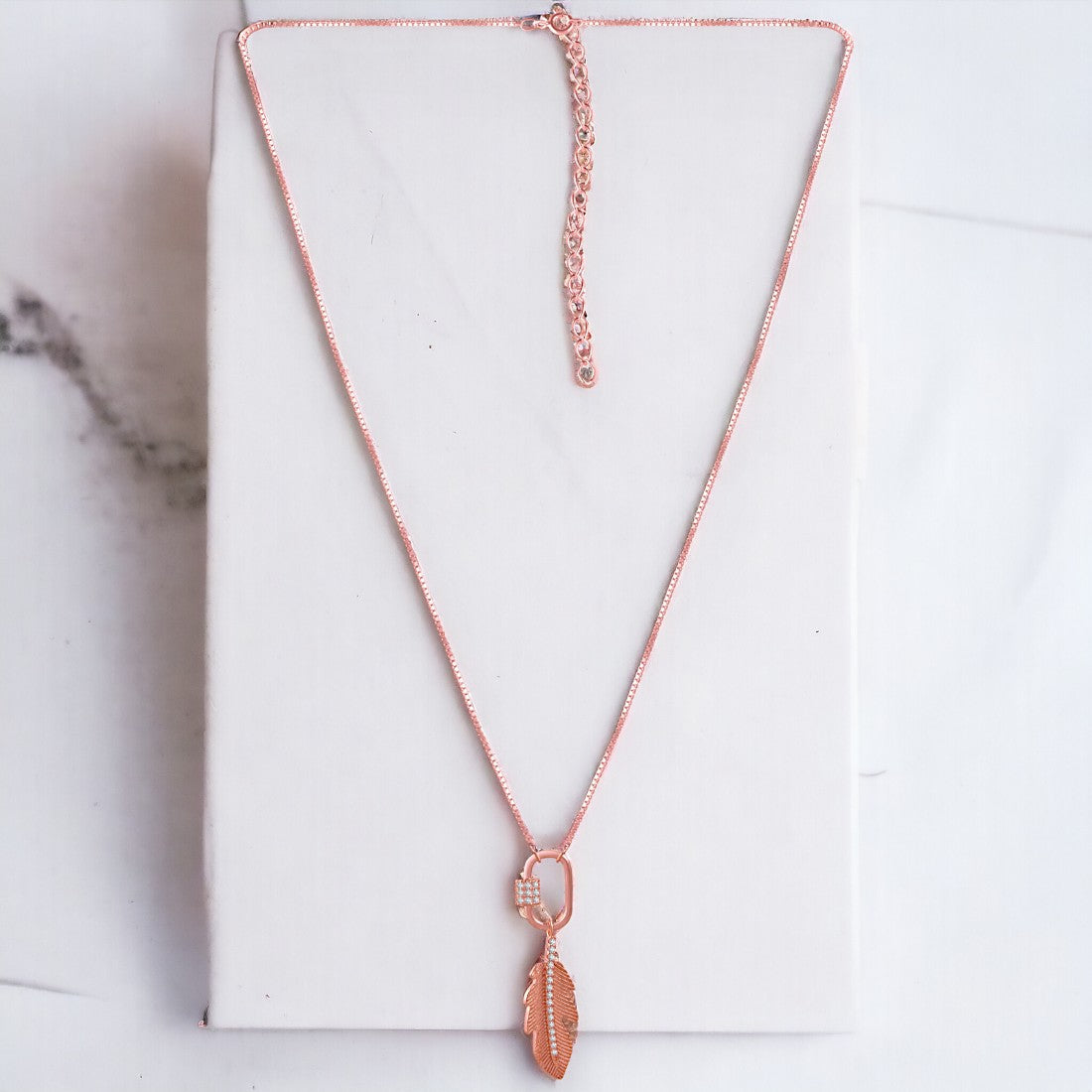 Drop Leaf Rose gold Locket Chain Pendant