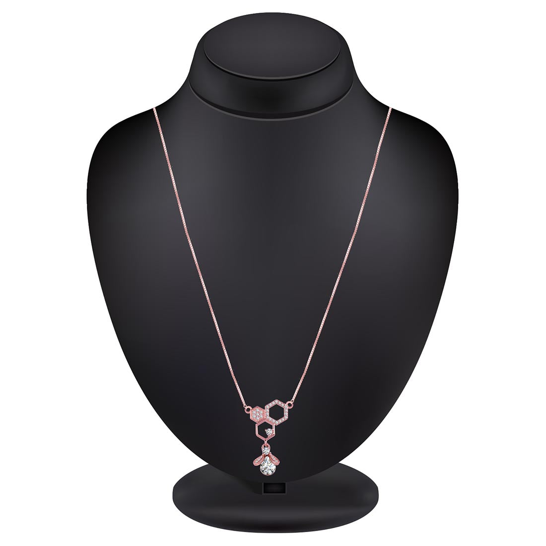 Rosegold Bee Hanging Hive Pendant With Chain For Women & Girls