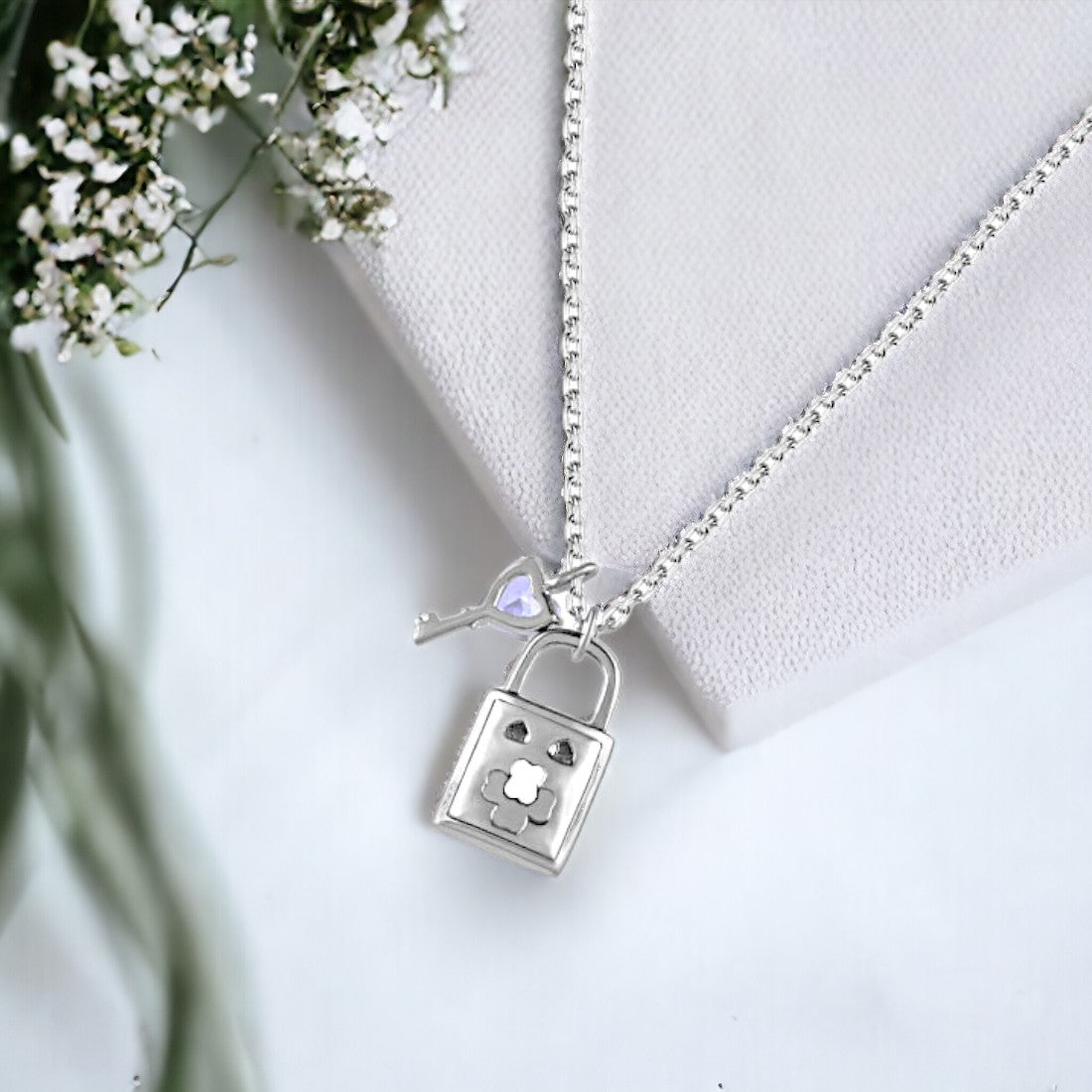 Lock And Key Charm Chain Pendant