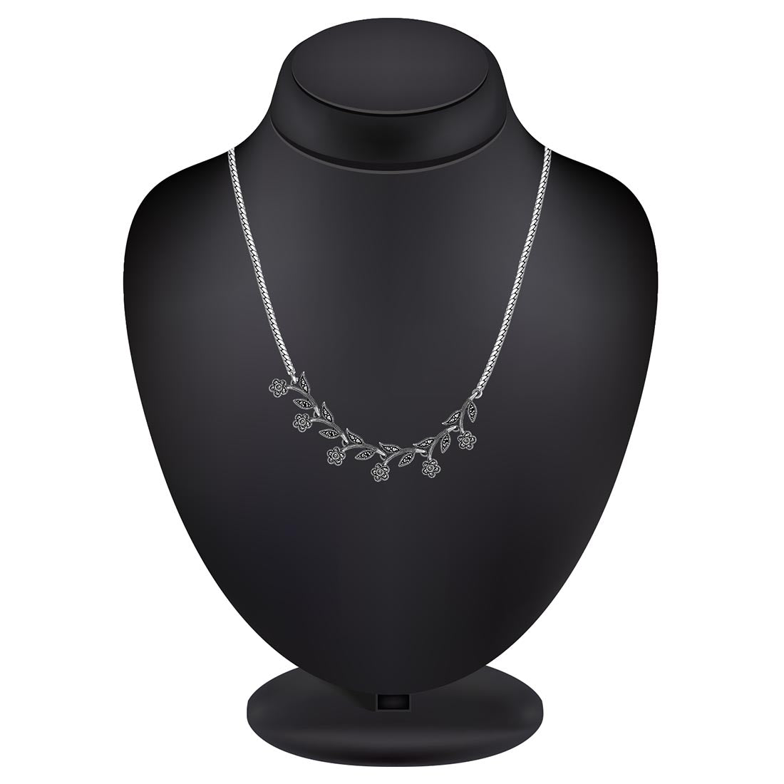 Moon Tarnish Oxidized Leaf Oxidized Necklace And Earring Set