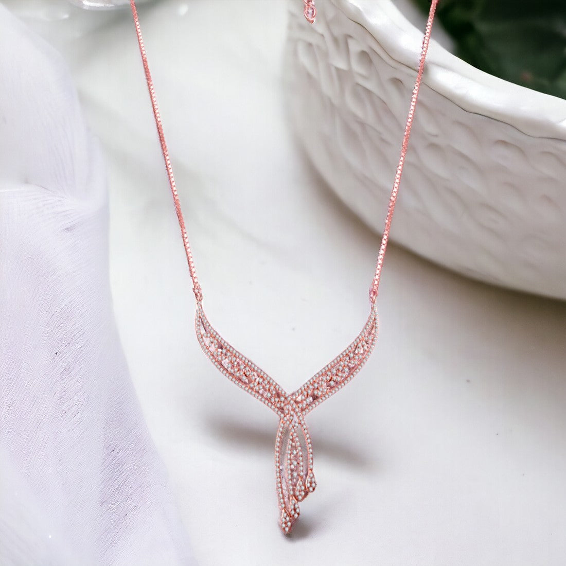 Rose gold Bib Motif Necklace
