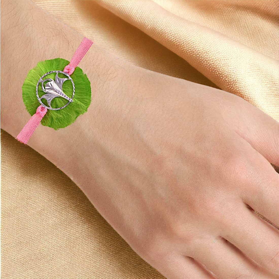 Ganesh Trunk Rakhi In Green