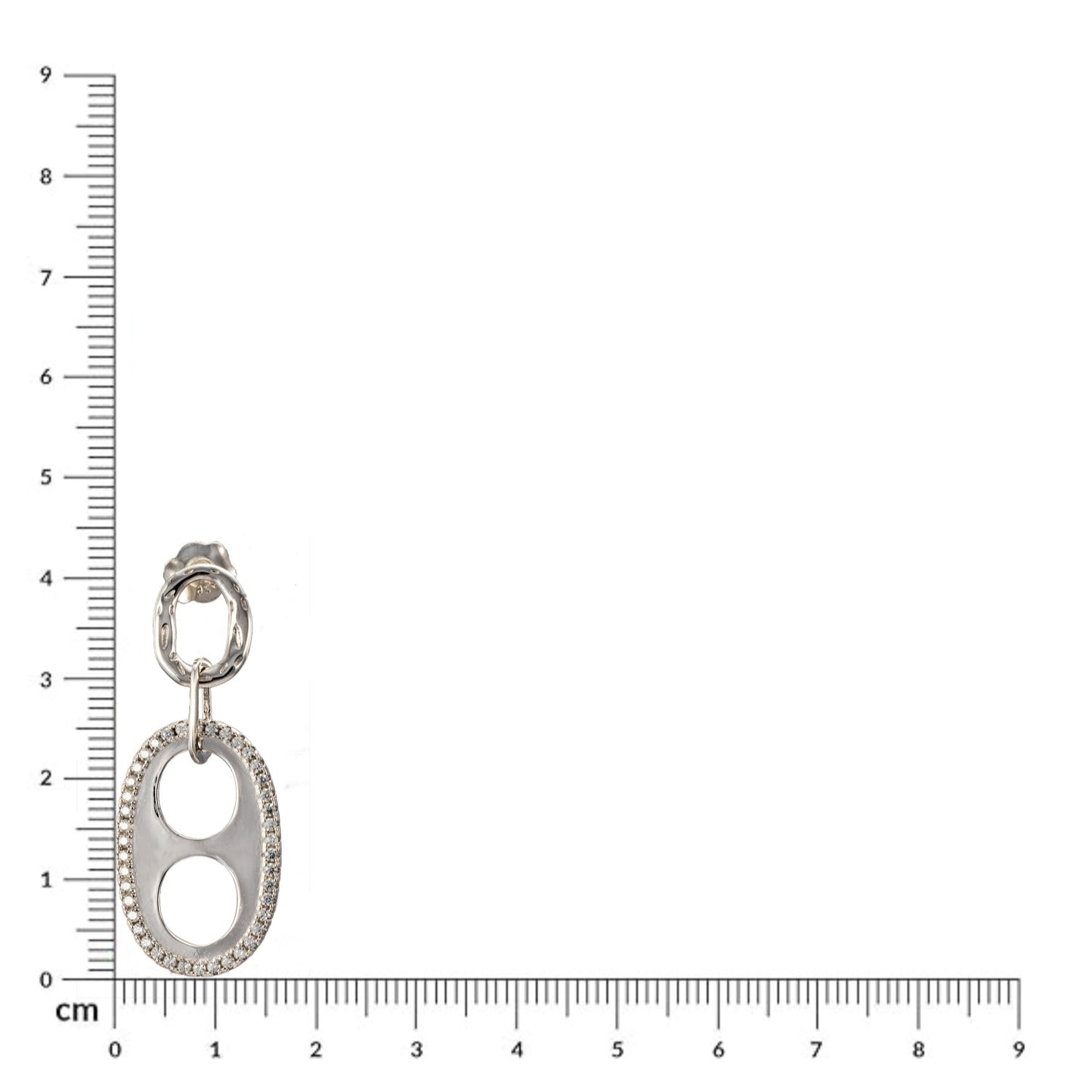 Sterling Silver Zircon Studded Oval Drop Earrings for Women and Girls