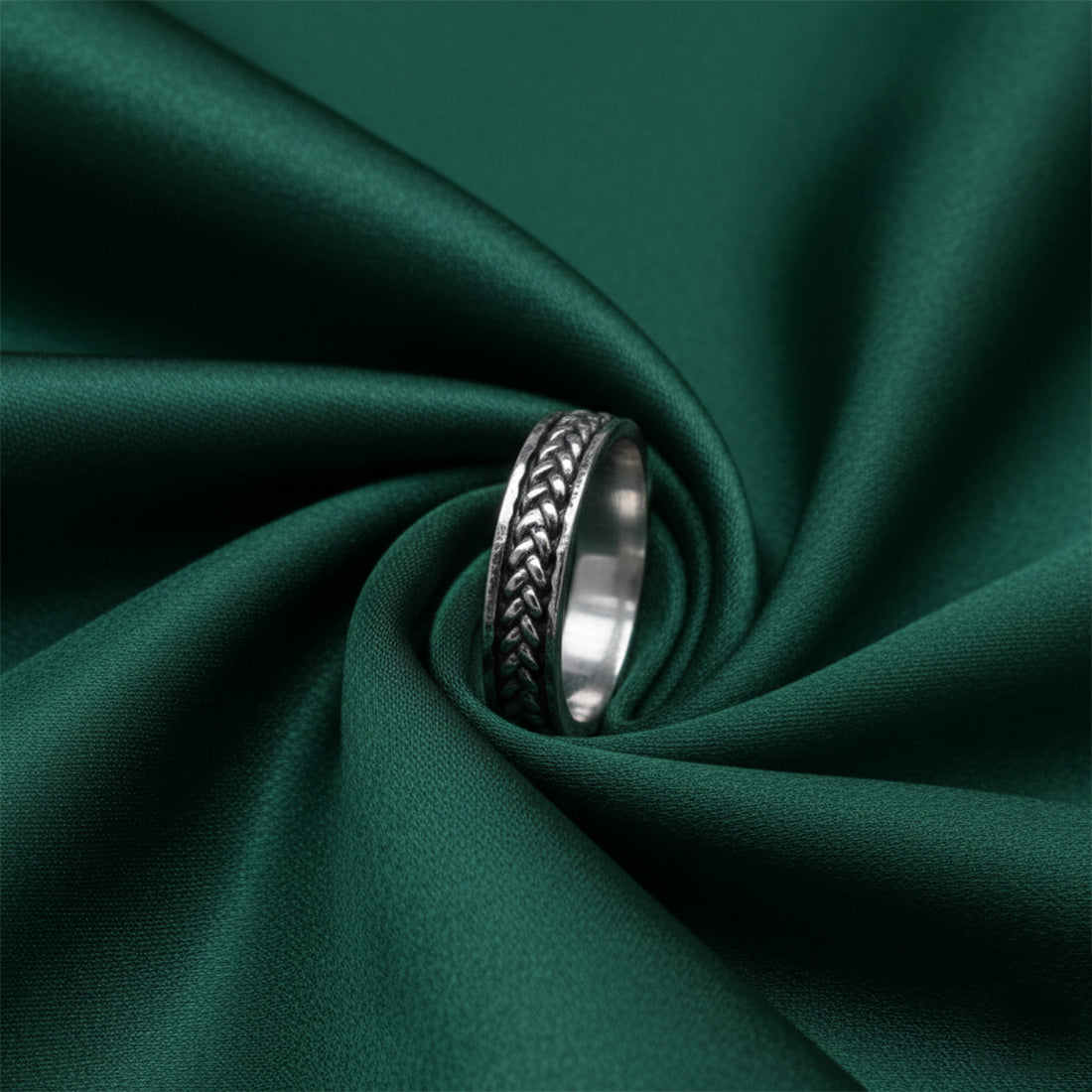 Sterling Silver EterKnight Curb Chain Oxidised Band Ring for Men