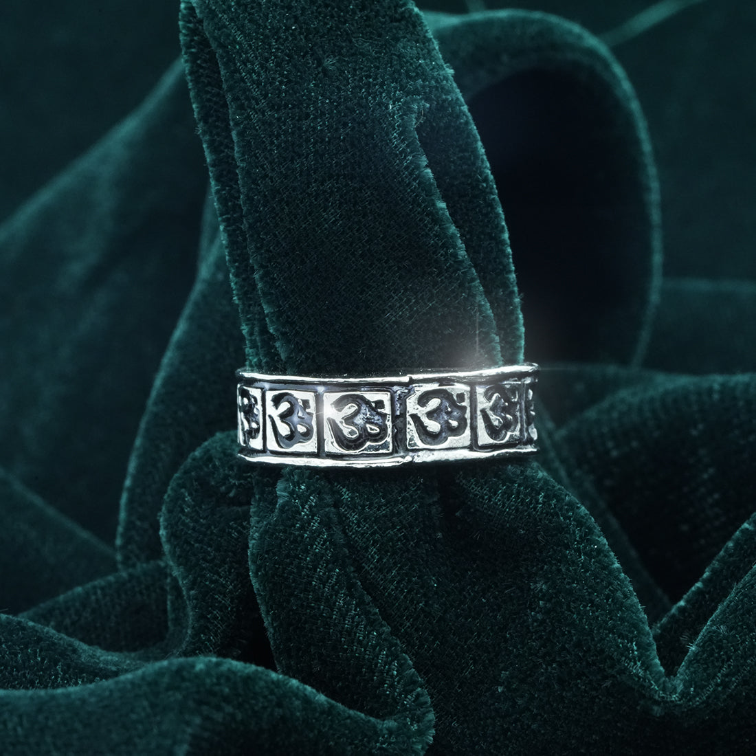 Sterling Silver EterKnight Om Motif Spiritual Ring for Men
