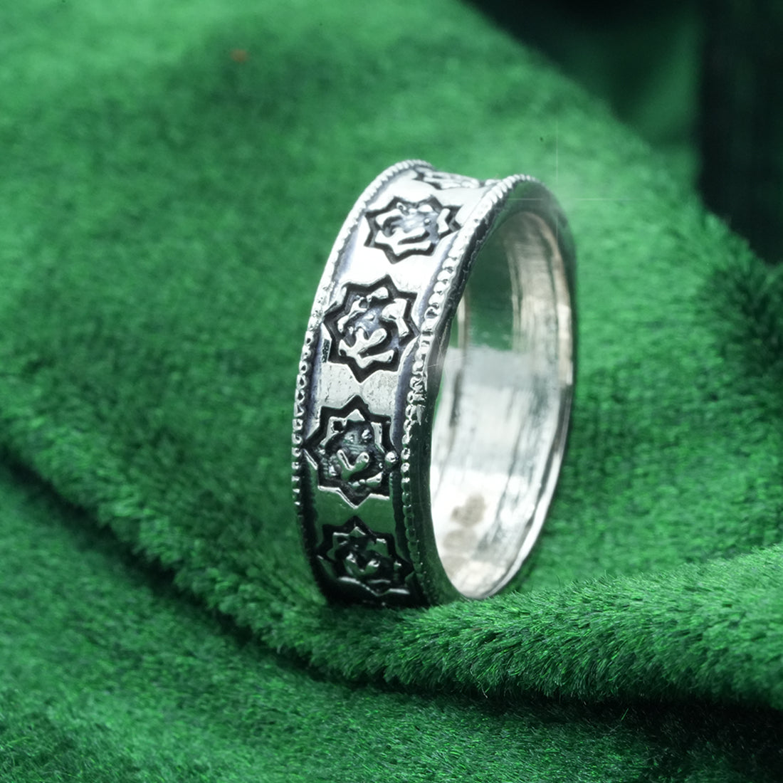 Sterling Silver EterKnight Antique Floral Oxidised Ring for Men