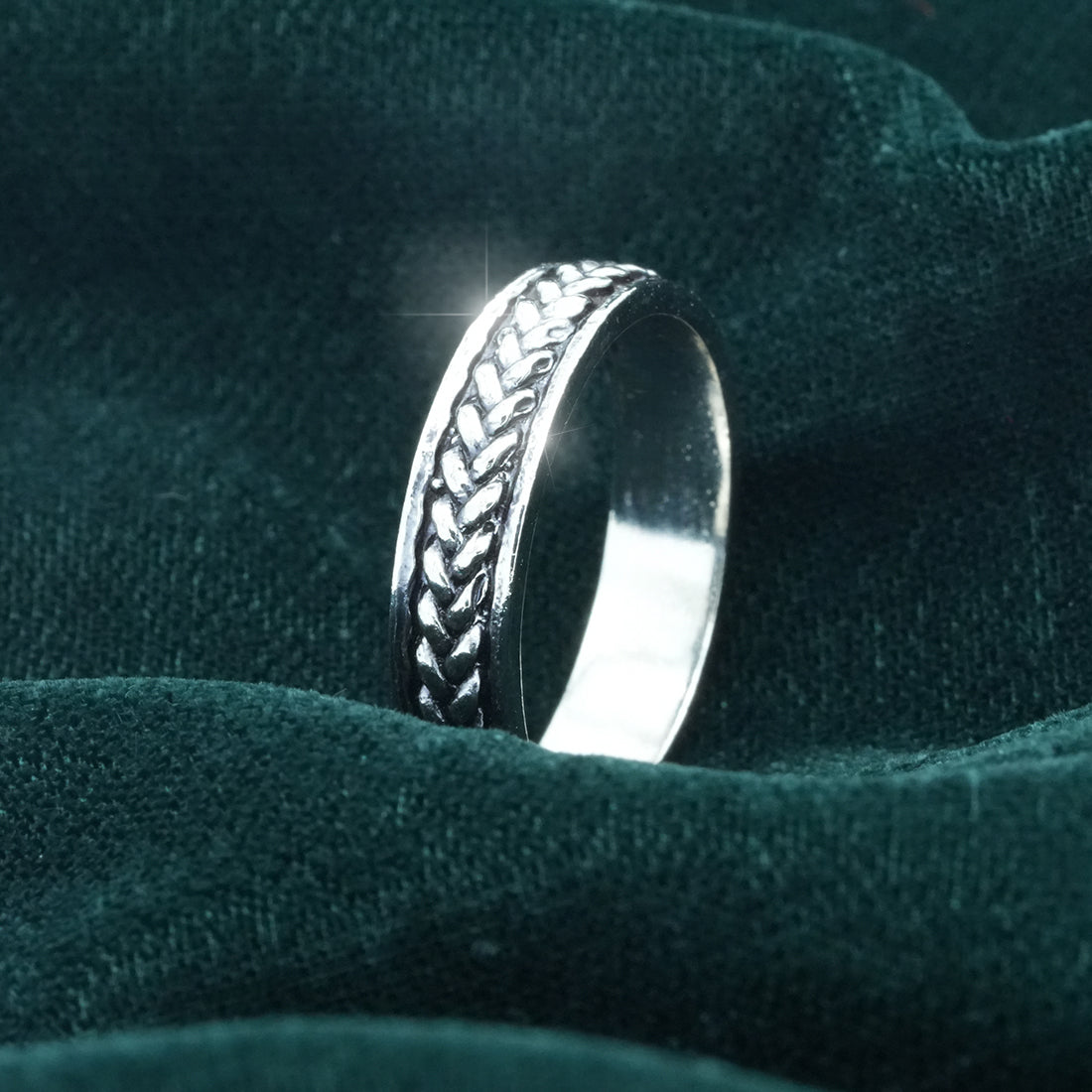 Sterling Silver EterKnight Curb Chain Oxidised Band Ring for Men