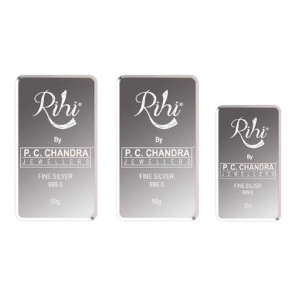 Silver Bar cum Coin 120 Grams (50 Grams + 50 Grams + 20 Grams) (999 Purity)