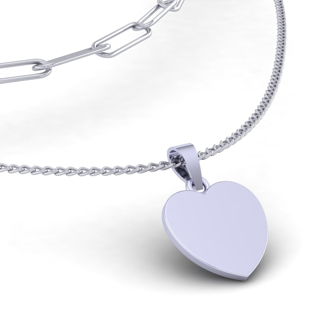 Sterling Silver Heart link Necklace for Women and Girls