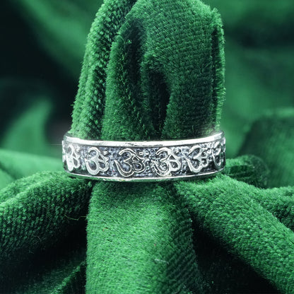 Sterling Silver EterKnight Om Engraved Oxidised Ring for Men