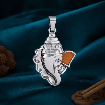 Sterling Silver Lord Ganesh Pendant (without Chain) for Men and Women