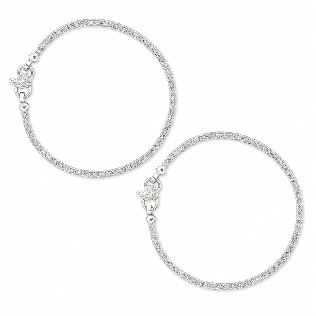 925 Sterling Silver Woven Pattern Anklet For Women