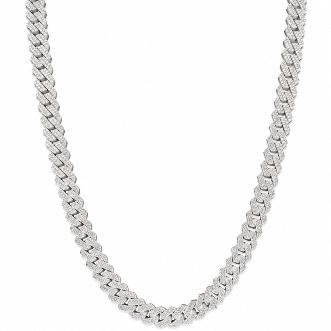 Sterling Silver EterKnight Stone Studded Cuban Link Chain for Men