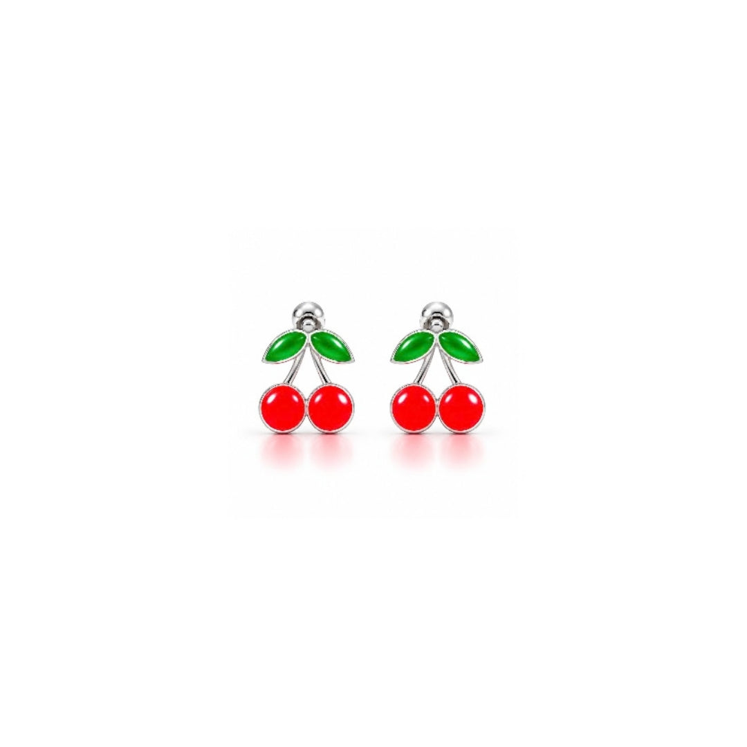 925 Sterling Silver Cherry Red Stud Earrings for Girls