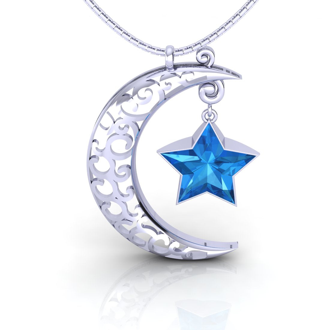 Sterling Silver Shining star chain pendant for women and girls