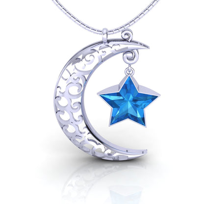 Sterling Silver Shining star chain pendant for women and girls