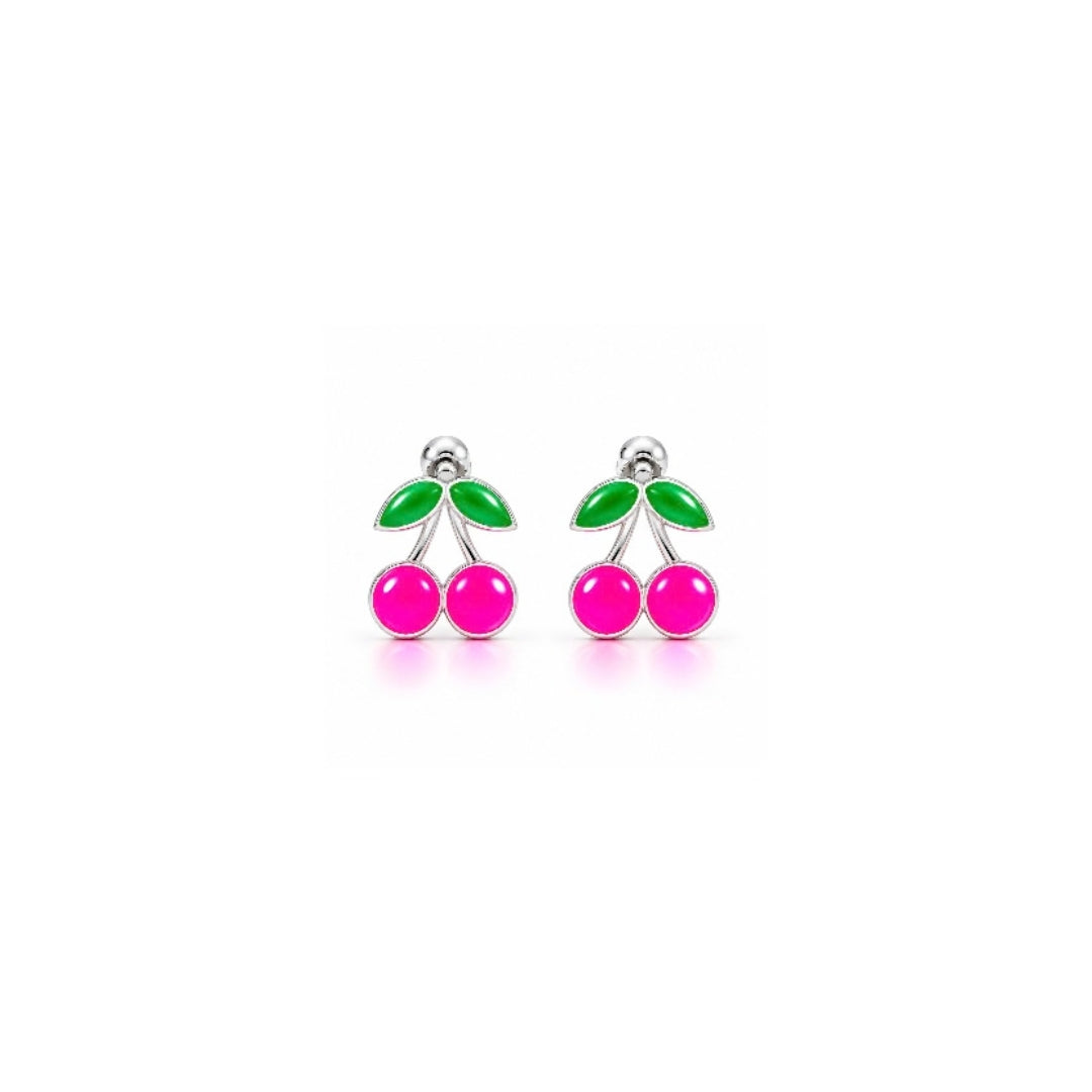 925 Sterling Silver Pink Cherry Stud Earrings for Girls
