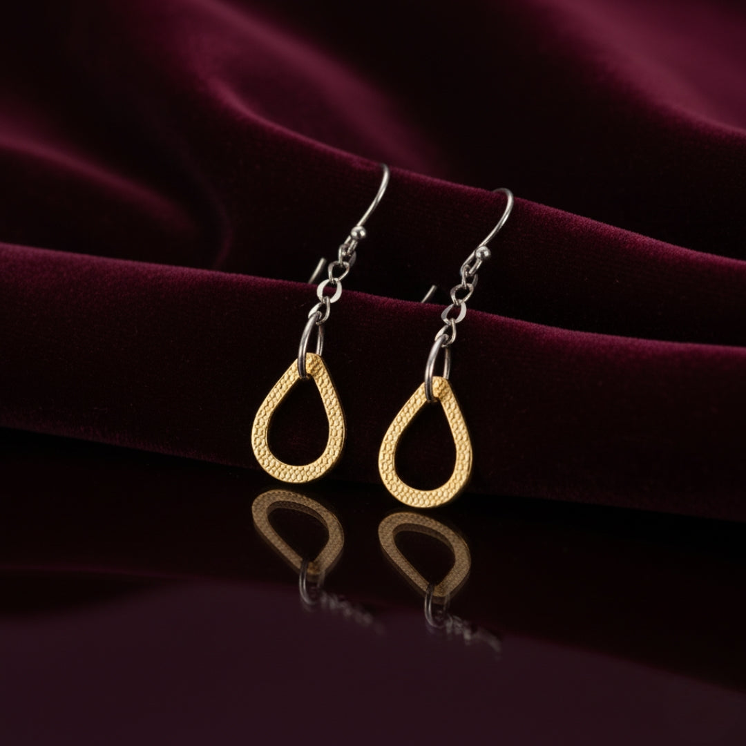 Sterling Silver Gold plated Tear drop earrings for Women and Girls