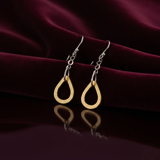Sterling Silver Gold plated Tear drop earrings for Women and Girls